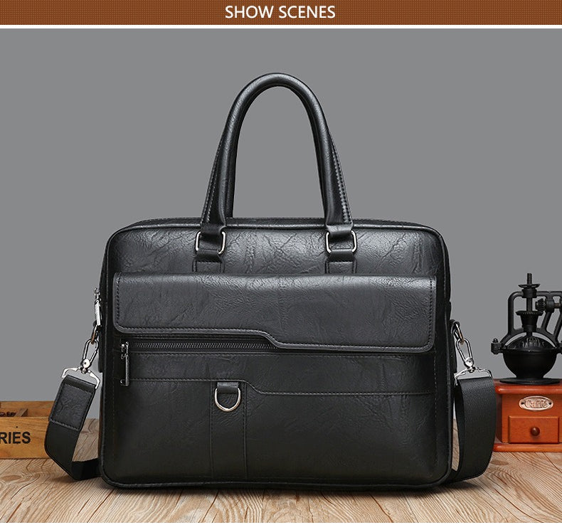 Men Bag Briefcase Laptop Bag - Leather Business Handbag Crossbody Shoulder