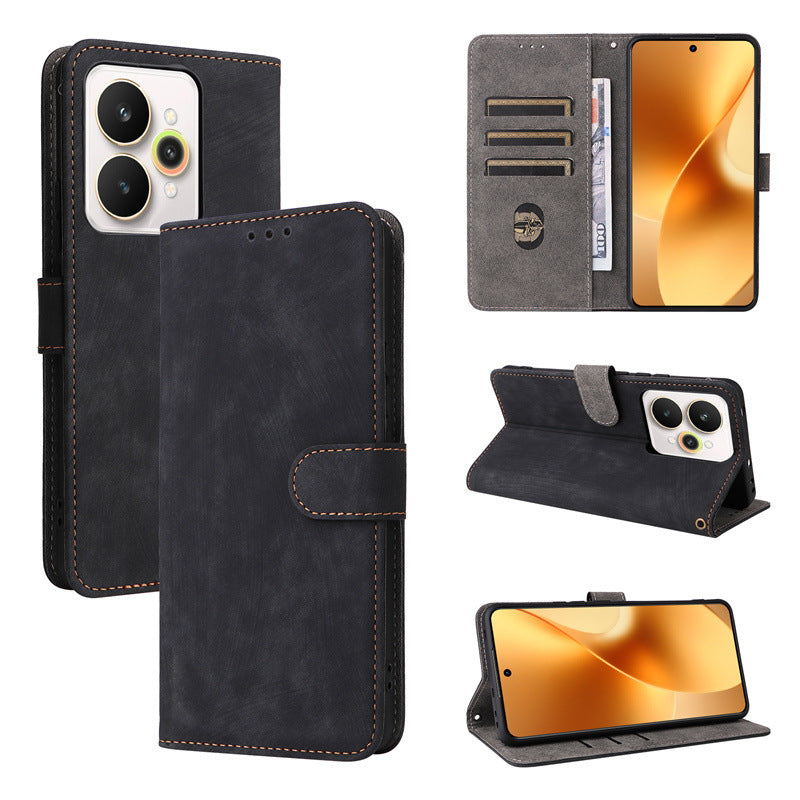 Flip Cover for Realme 15 Pro PU Leather Phone Case [RFID Blocking] With Hand Strap