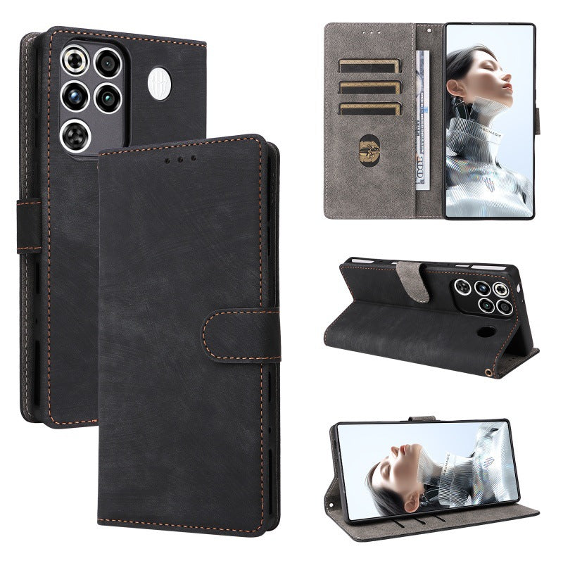 Flip Cover for ZTE nubia RedMagic 11 Pro Plus PU Leather Phone Case [RFID Blocking] With Hand Strap