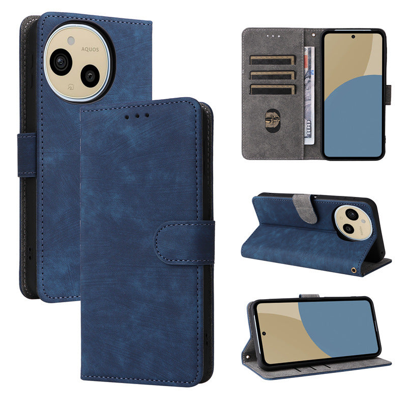 Flip Cover for Sharp Aquos sense9 PU Leather Phone Case [RFID Blocking] With Hand Strap