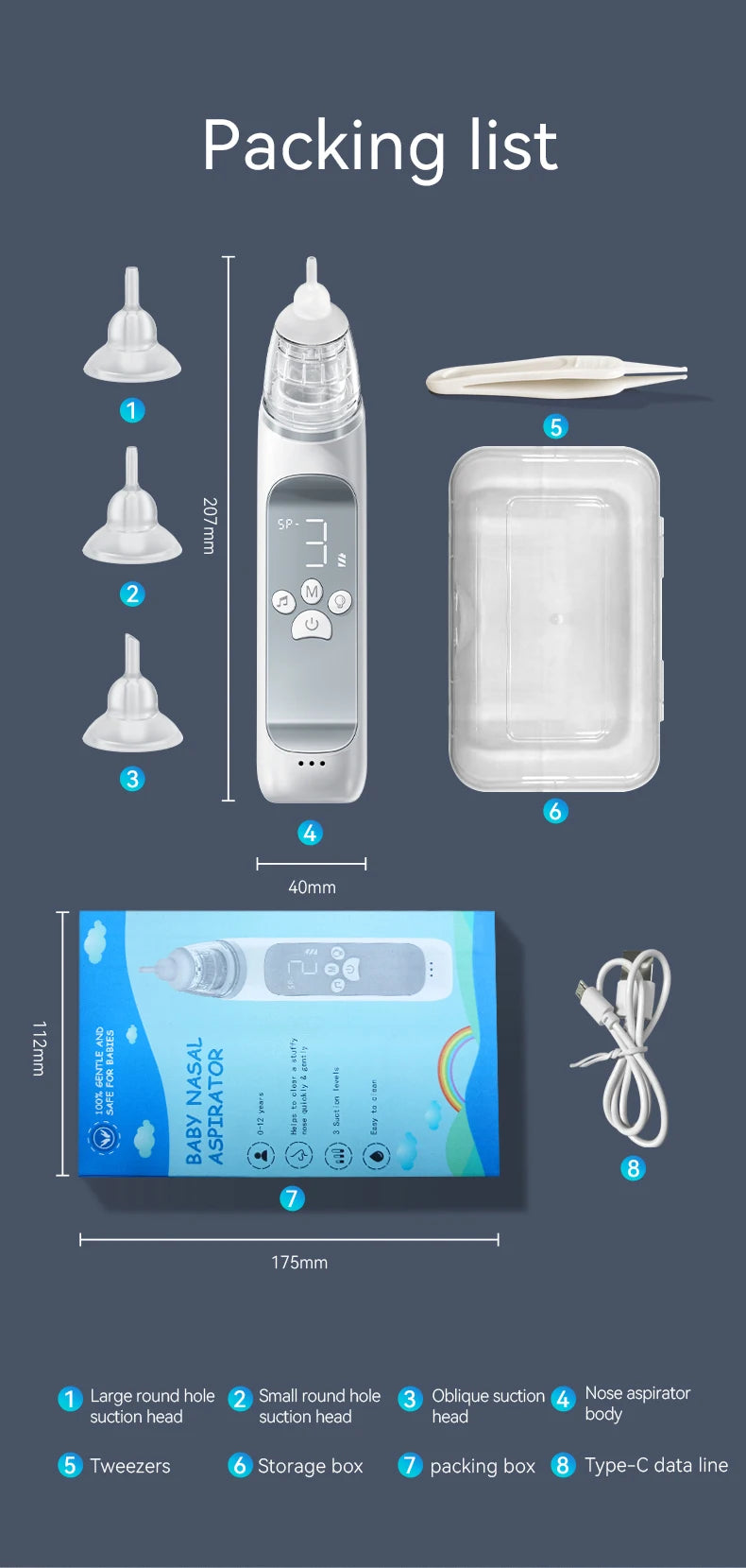 Electric Baby Nasal Aspirator with Music for Efficient Mucus Removal