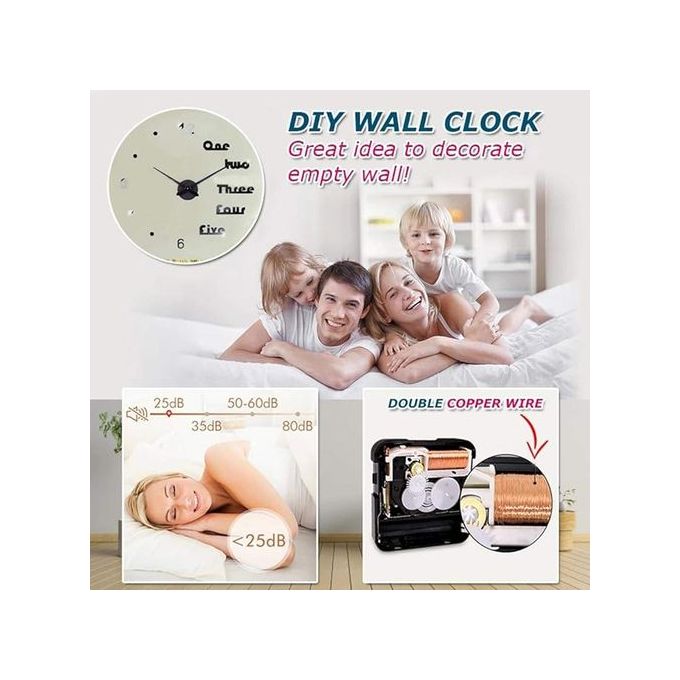 DIY Wall Clock 3D Mirror Stickers Wall Clock -40cm