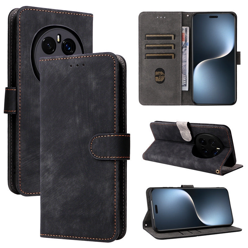 Flip Cover for Honor Magic7 PU Leather Phone Case [RFID Blocking] With Hand Strap