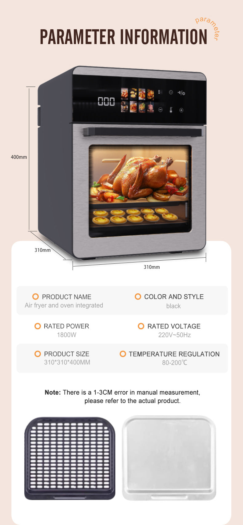 16L Air Fryer 2-in-1 Oven Multi-functional Smart Electric Fryer
