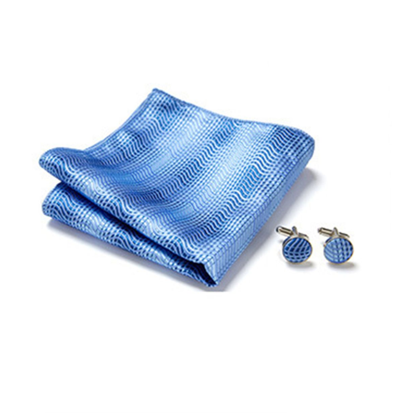 Man's Necktie Box Cravate Handkerchief Pocket Squares Cufflink Set