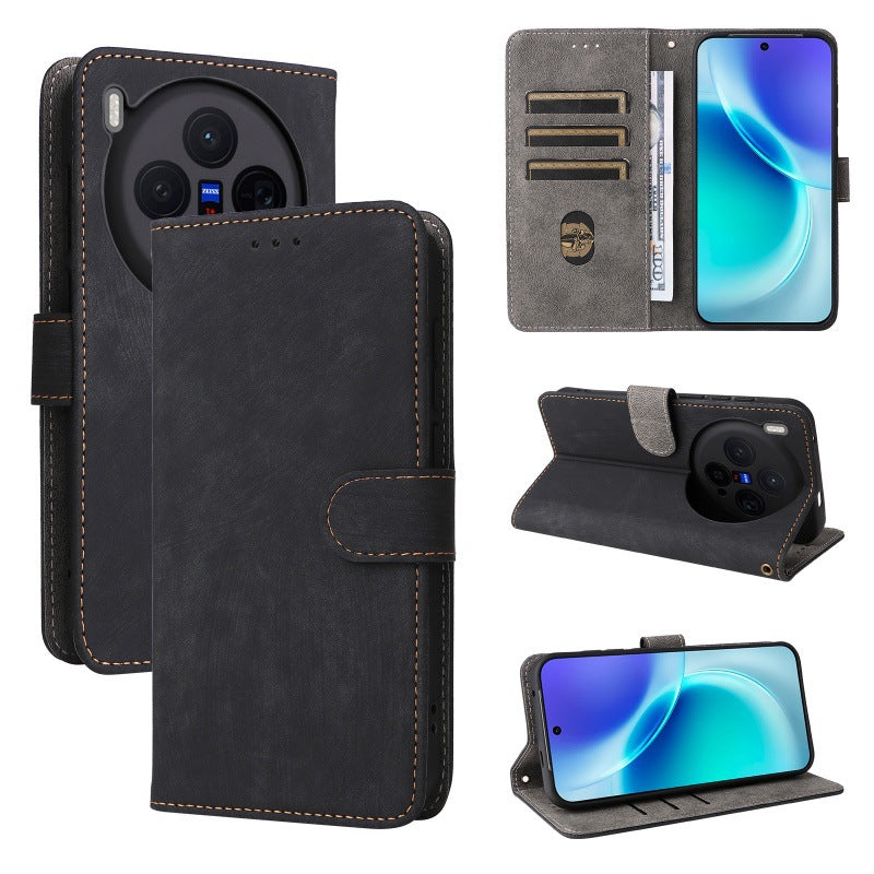 Flip Cover for Vivo X300 PU Leather Phone Case [RFID Blocking] With Hand Strap