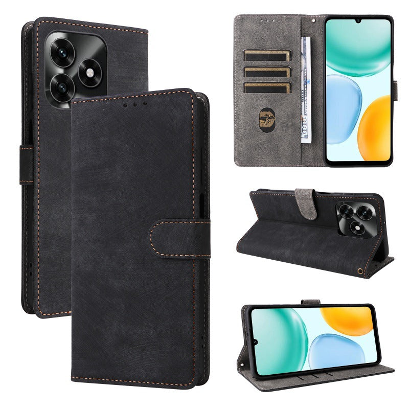 Flip Cover for Honor X5c Plus PU Leather Phone Case [RFID Blocking] With Hand Strap