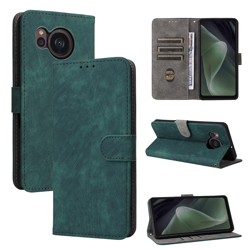 Flip Cover for Sharp Aquos sense7 Plus PU Leather Phone Case [RFID Blocking] With Hand Strap