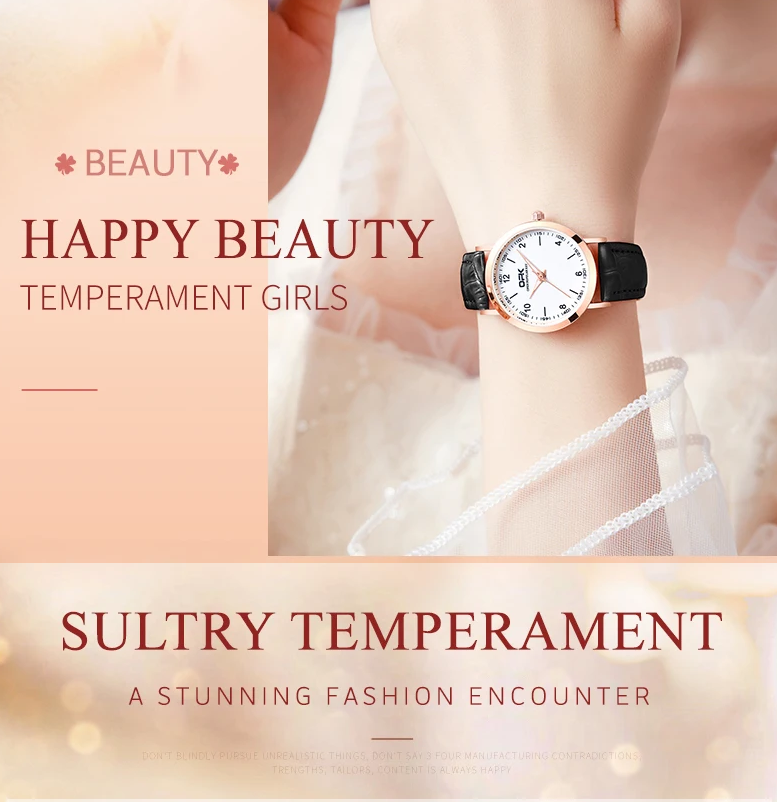 Women Watches Fashionable Watch Arabic Numerals Leather Strap Waterproof Ladies Watches