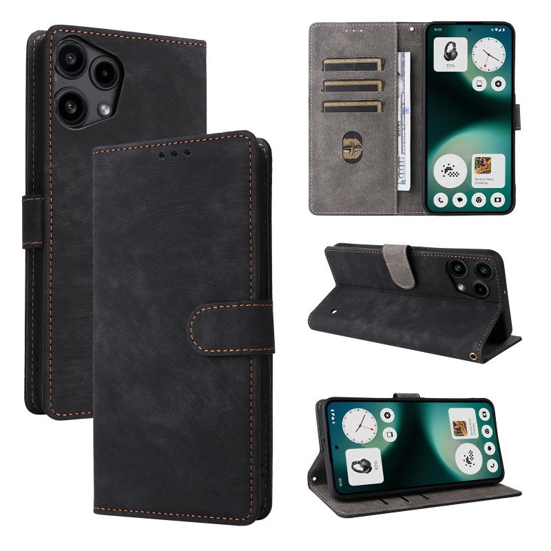 Flip Cover for Nothing Phone (3a) Lite PU Leather Phone Case [RFID Blocking] With Hand Strap