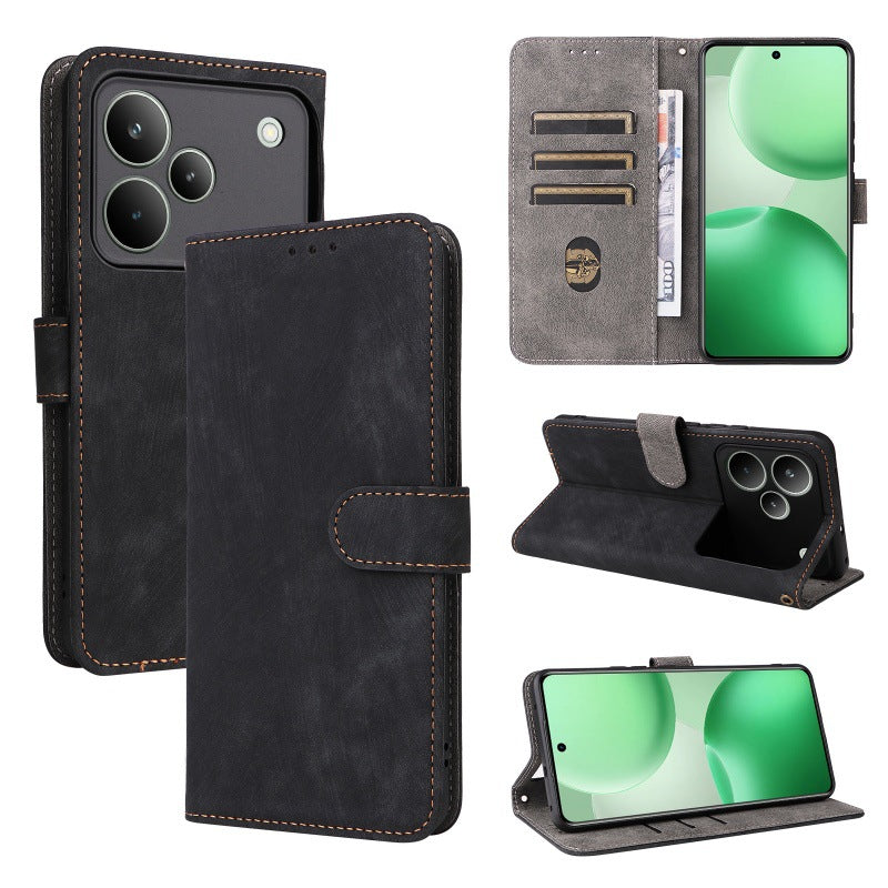 Flip Cover for Realme P4 Pro PU Leather Phone Case [RFID Blocking] With Hand Strap