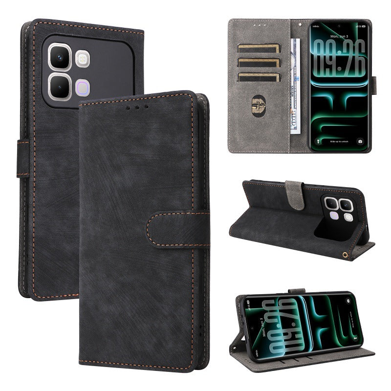 Flip Cover for Infinix Note Edge PU Leather Phone Case [RFID Blocking] With Hand Strap