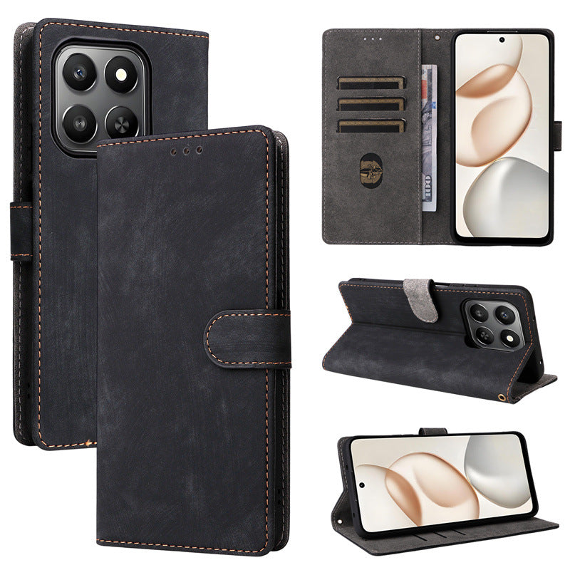 Flip Cover for Honor 400 Smart/X7D PU Leather Phone Case [RFID Blocking] With Hand Strap