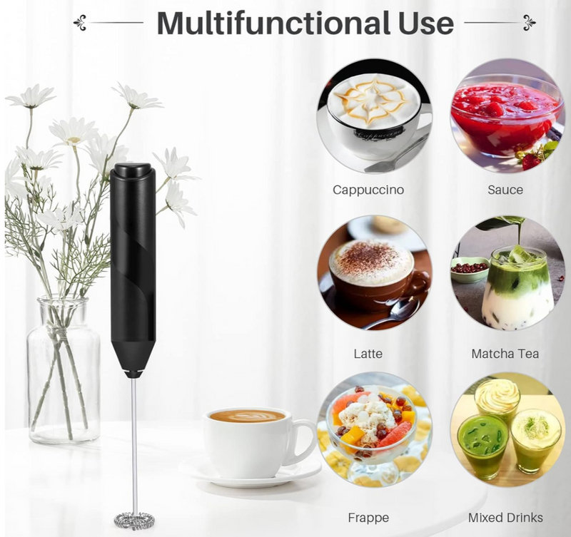 Electric Handheld Milk Frother Stainless Steel Stand