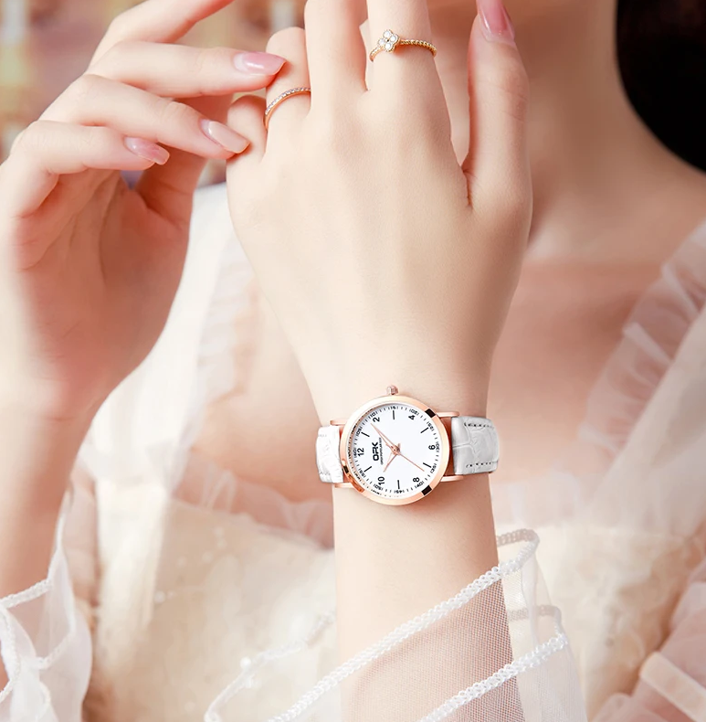 Women Watches Fashionable Watch Arabic Numerals Leather Strap Waterproof Ladies Watches