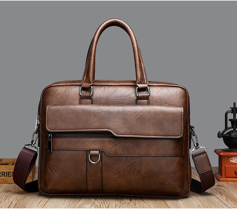 Men Bag Briefcase Laptop Bag - Leather Business Handbag Crossbody Shoulder
