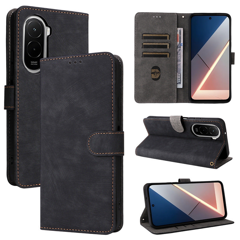 Flip Cover for Xiaomi Poco M7 4G PU Leather Phone Case [RFID Blocking] With Hand Strap