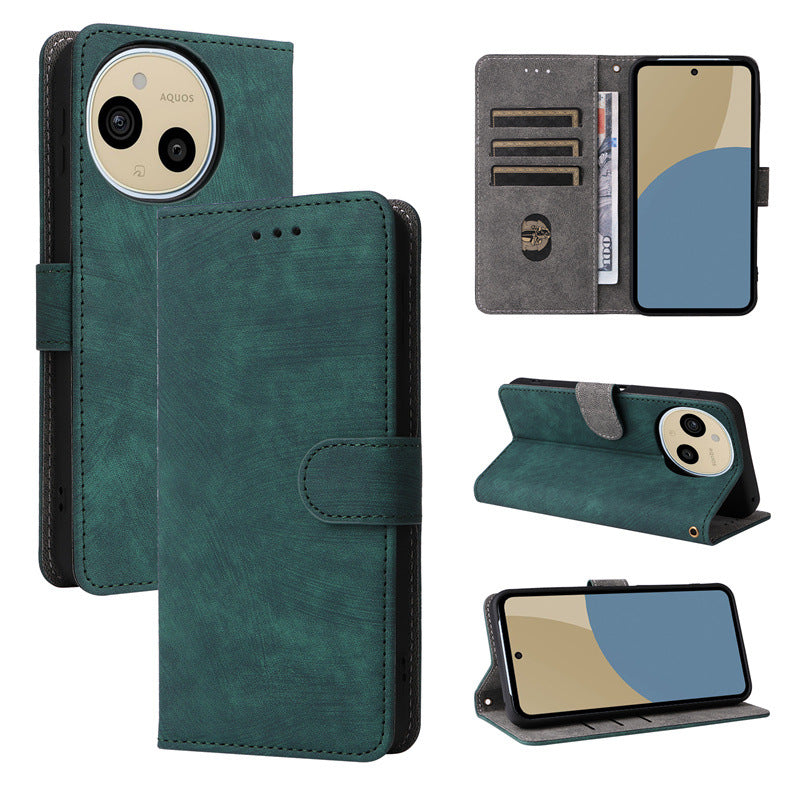 Flip Cover for Sharp Aquos sense10 PU Leather Phone Case [RFID Blocking] With Hand Strap