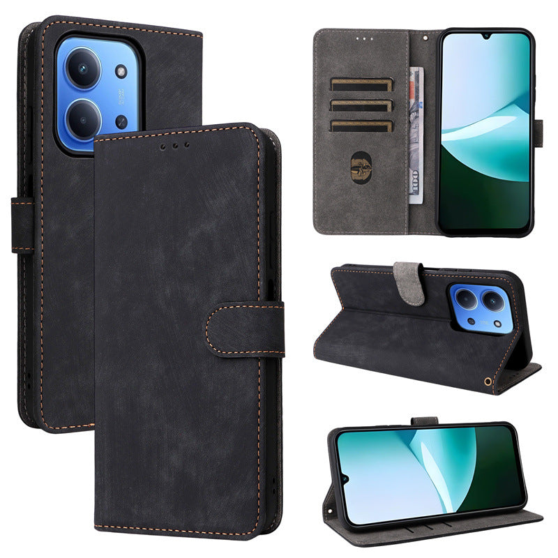 Flip Cover for Xiaomi Redmi 15C 4G PU Leather Phone Case [RFID Blocking] With Hand Strap
