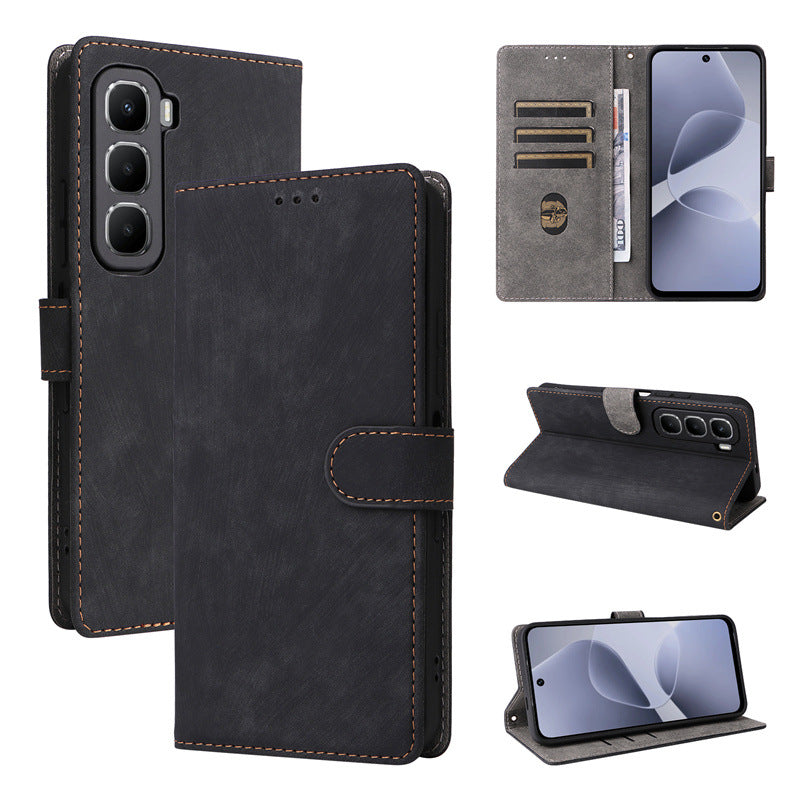 Flip Cover for Infinix Hot 60 PU Leather Phone Case [RFID Blocking] With Hand Strap