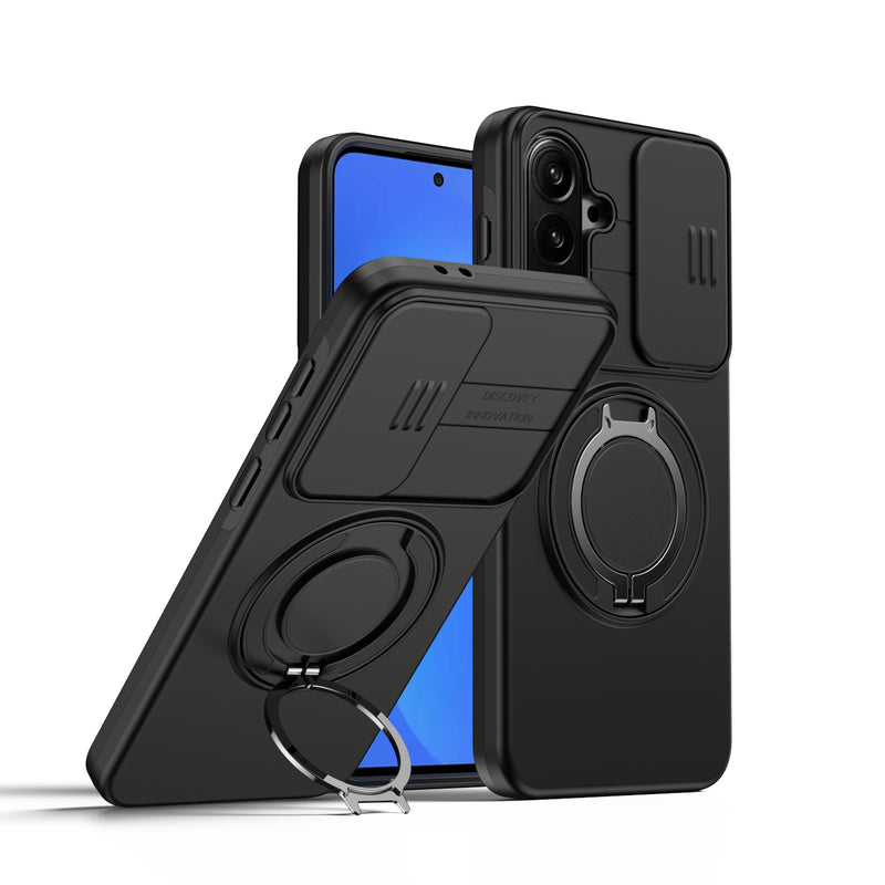 Slide Window Lens Protection Magnetic Ring Bracket Case For Samsung Galaxy A36 Armor case