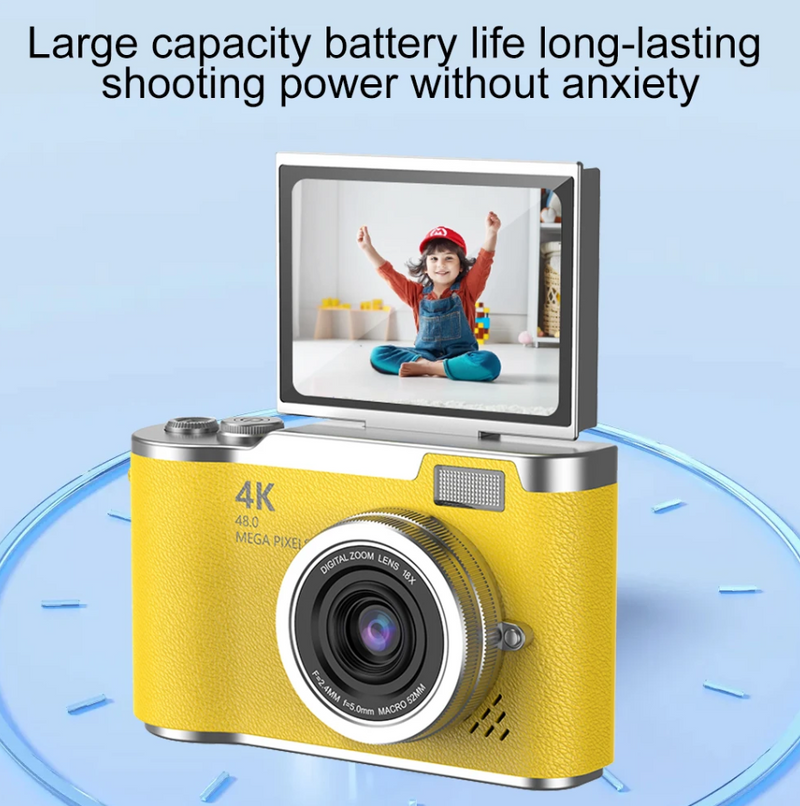 Foldable Screen Student Camera 18X Zoom Anti-Shake with Flip Screen