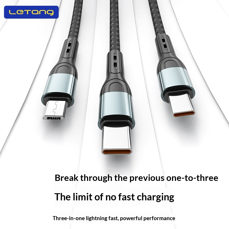 One to three in one 6A data cable 100W super fast charging
