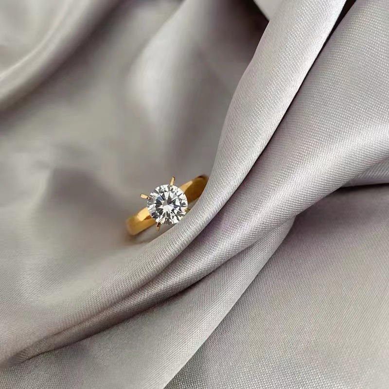 Cc Non-fade Zircon Promise Ring - Gold