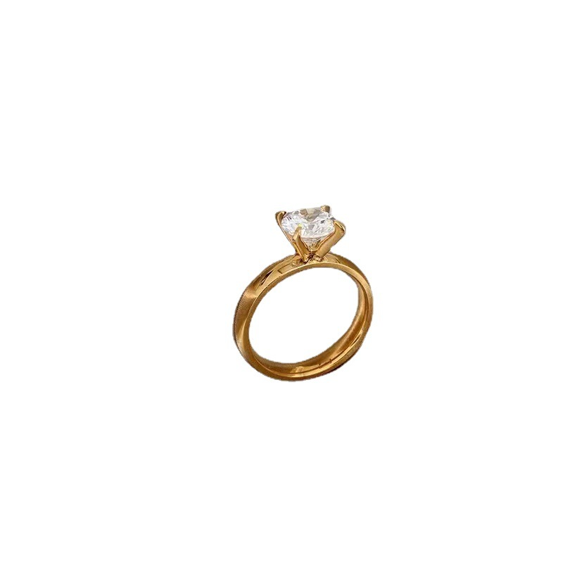 Cc Non-fade Zircon Promise Ring - Gold