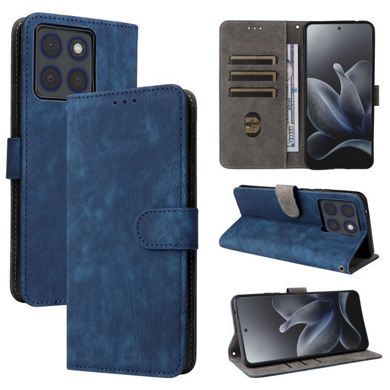 Flip Cover for Motorola Edge 70 PU Leather Phone Case [RFID Blocking] With Hand Strap