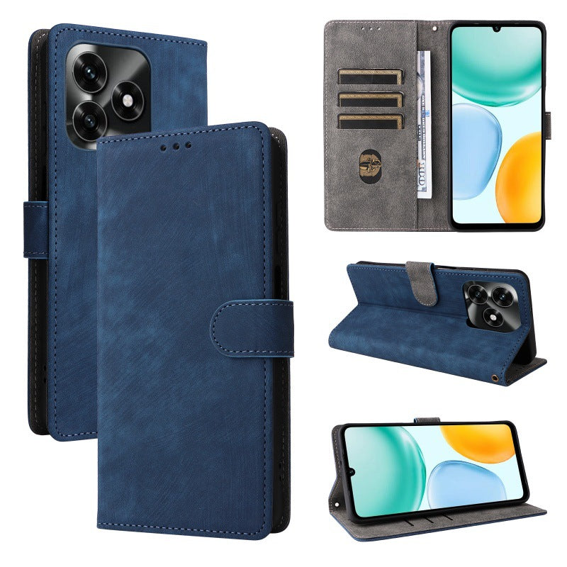 Flip Cover for Honor X5c Plus PU Leather Phone Case [RFID Blocking] With Hand Strap