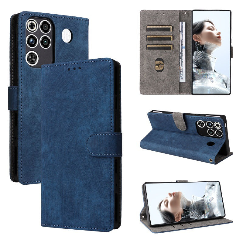 Flip Cover for ZTE nubia RedMagic 11 Pro Plus PU Leather Phone Case [RFID Blocking] With Hand Strap