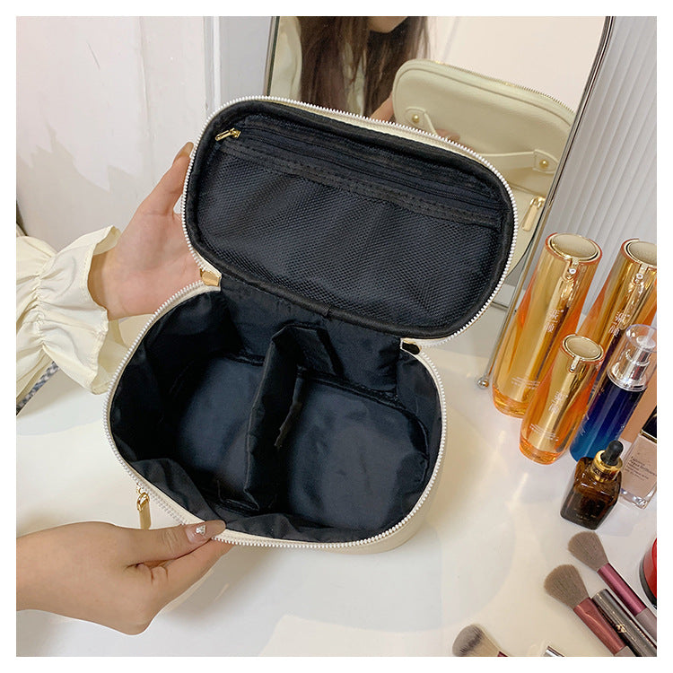 Large-Capacity Solid-Color Versatile Toiletry Bag and Cosmetic Organizer