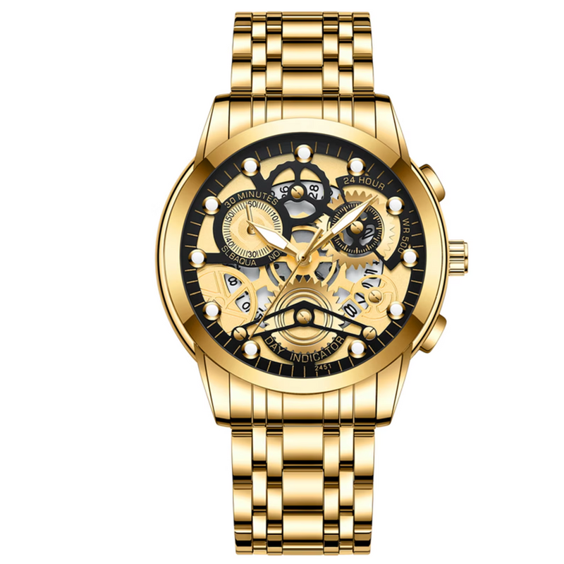 Hollow Out Trendy Quartz Wristwatch Stainless Steel Waterproof