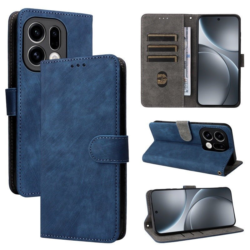 Flip Cover for Oppo Find X9 Pro PU Leather Phone Case [RFID Blocking] With Hand Strap