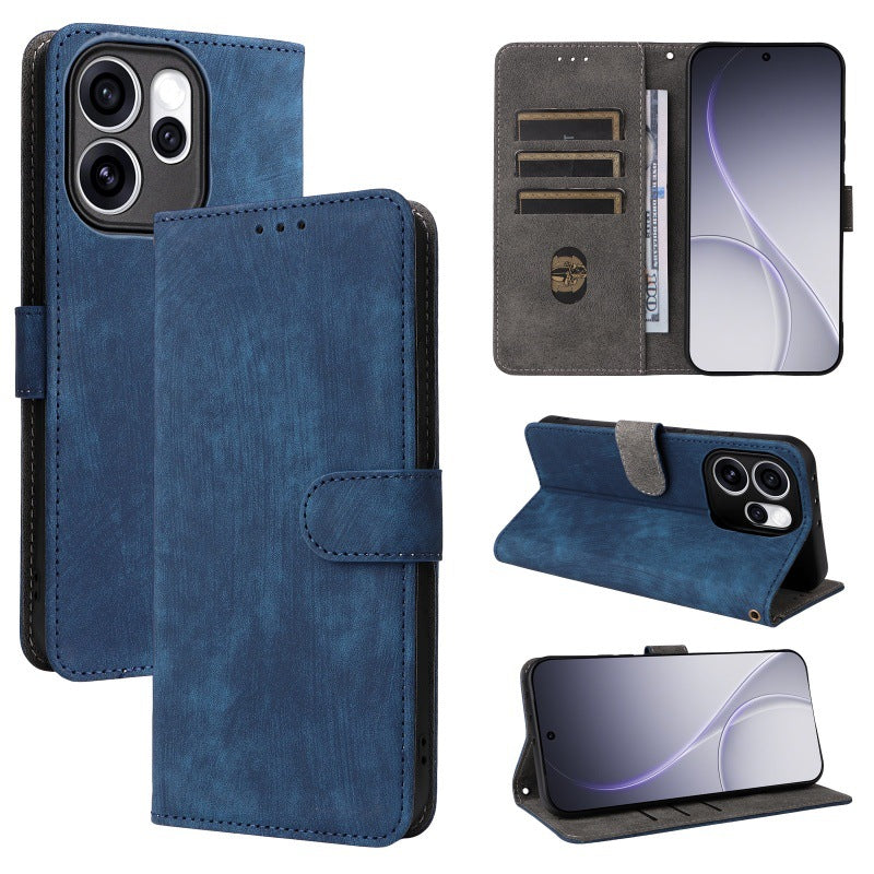 Flip Cover for Oppo Reno15 Pro PU Leather Phone Case [RFID Blocking] With Hand Strap