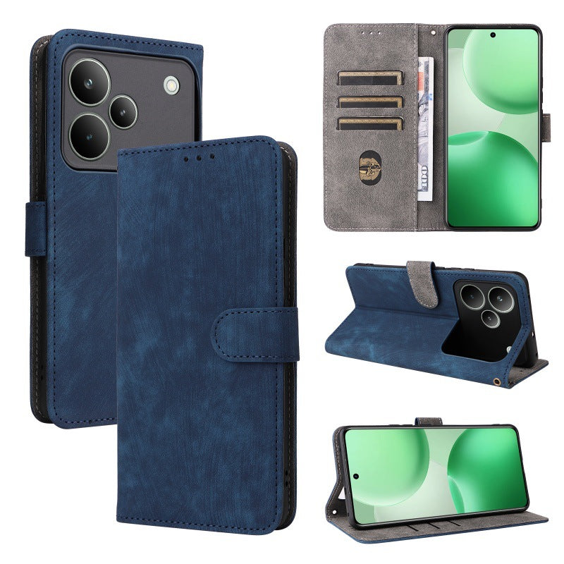Flip Cover for Realme P4 PU Leather Phone Case [RFID Blocking] With Hand Strap