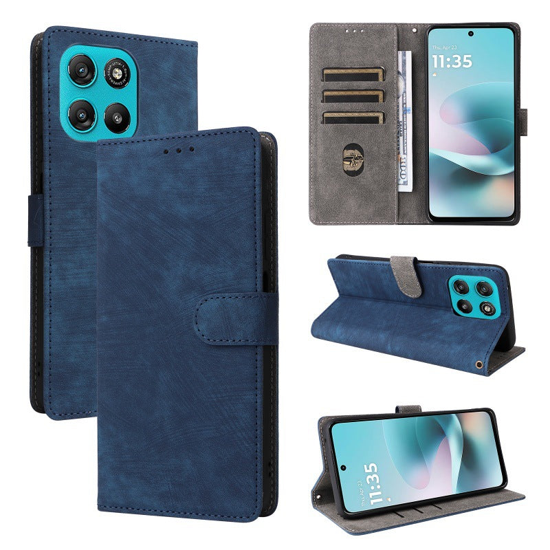 Flip Cover for Motorola Moto G57 PU Leather Phone Case [RFID Blocking] With Hand Strap