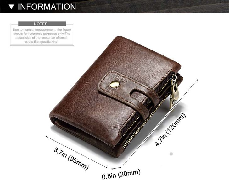 Wallet RFID Genuine Leather Hasp Zipper Card Holder Coin Purse