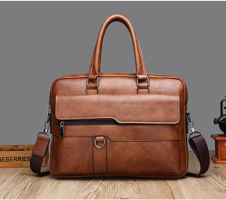 Men Bag Briefcase Laptop Bag - Leather Business Handbag Crossbody Shoulder