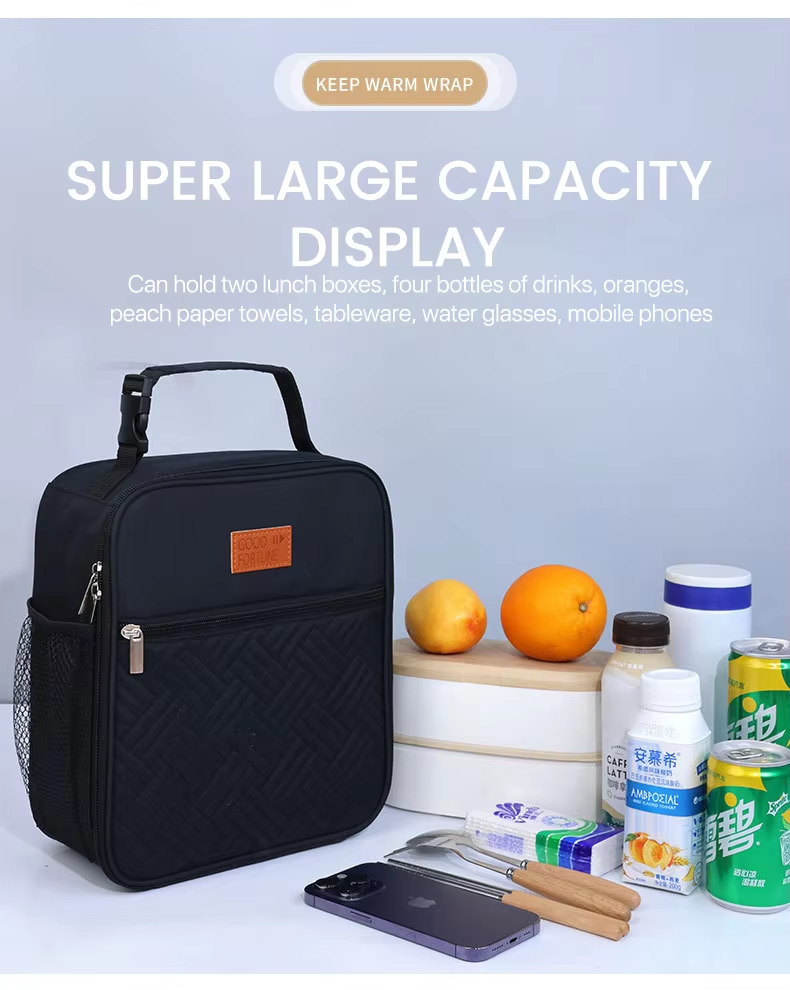Minimalist Large Capacity Waterproof Insulated Lunch Tote Bag Secure Closure Easy Clean Design Office School Picnic