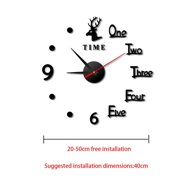DIY Wall Clock 3D Mirror Stickers Wall Clock -40cm
