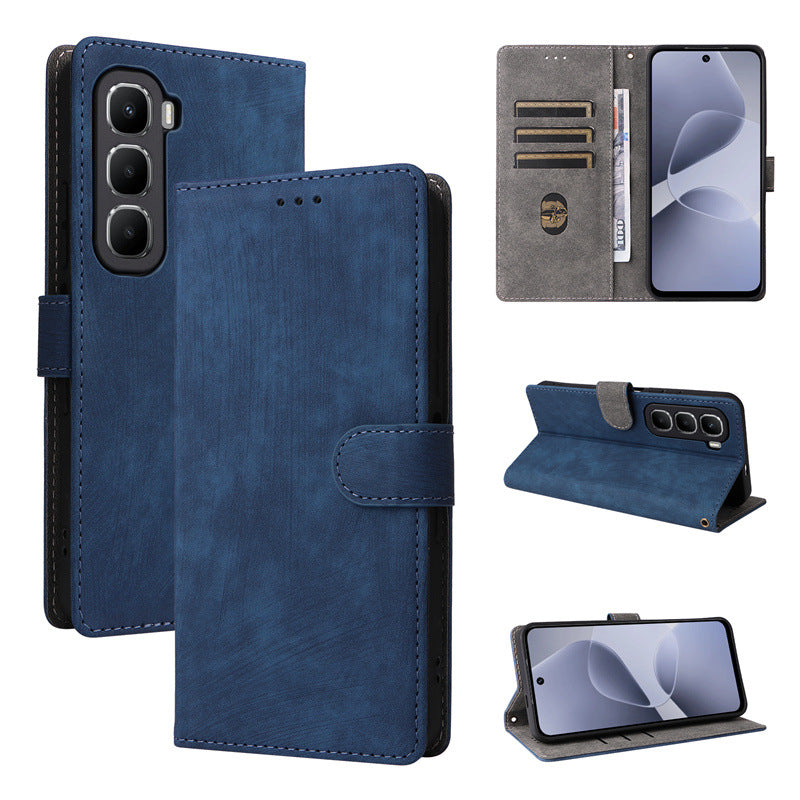 Flip Cover for Infinix Hot 60i 4G PU Leather Phone Case [RFID Blocking] With Hand Strap
