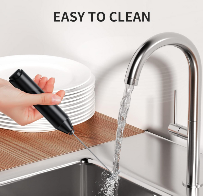 Rechargeable Electric Handheld Milk Frother With Storage Lid
