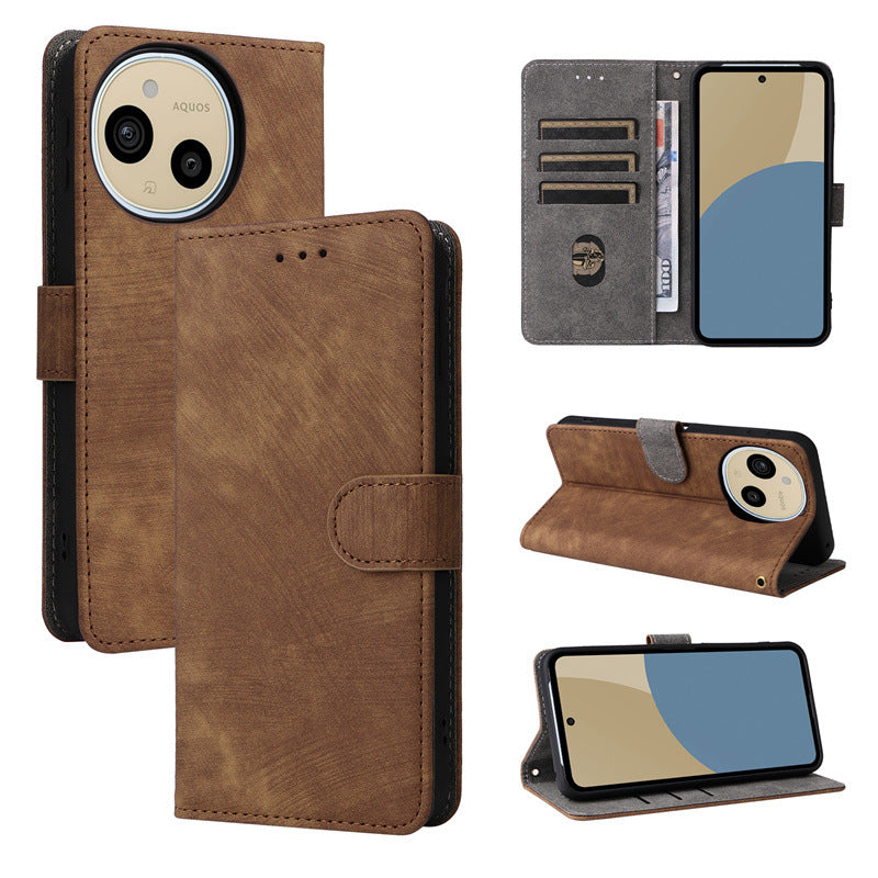 Flip Cover for Sharp Aquos sense9 PU Leather Phone Case [RFID Blocking] With Hand Strap