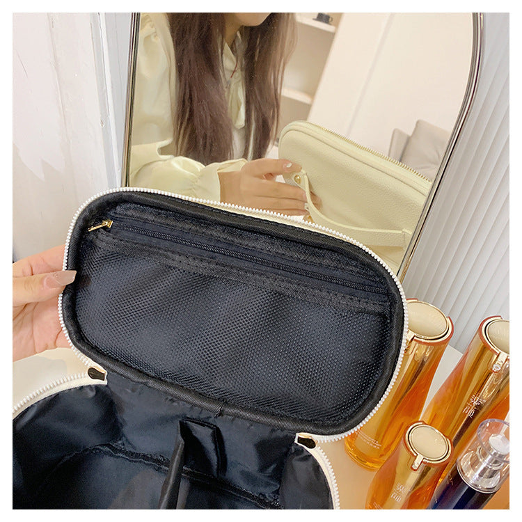 Large-Capacity Solid-Color Versatile Toiletry Bag and Cosmetic Organizer