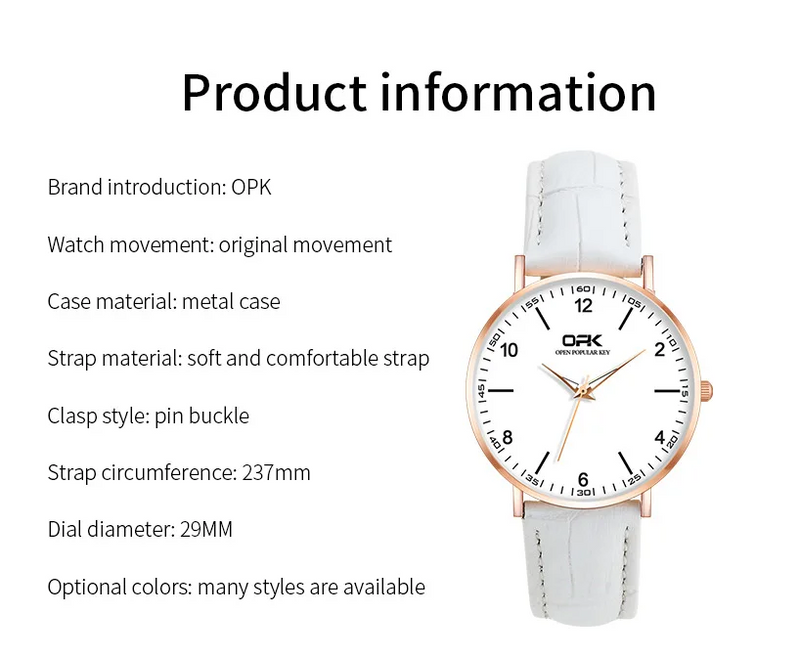 Women Watches Fashionable Watch Arabic Numerals Leather Strap Waterproof Ladies Watches