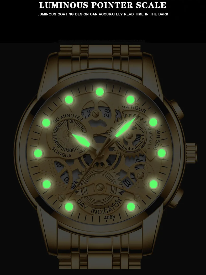 Hollow Out Trendy Quartz Wristwatch Stainless Steel Waterproof