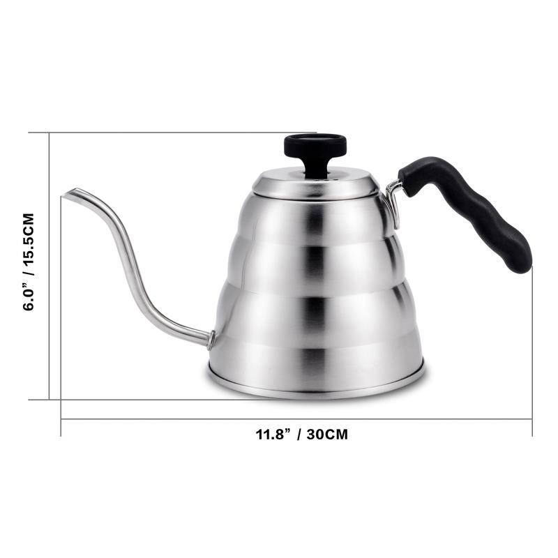 Stainless steel coffee kettle 1.2 l with temperature narrow