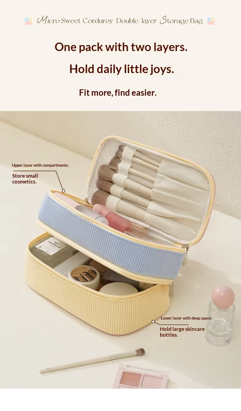 New Fashion Colorful Double-Layer Towel Cosmetic Bag